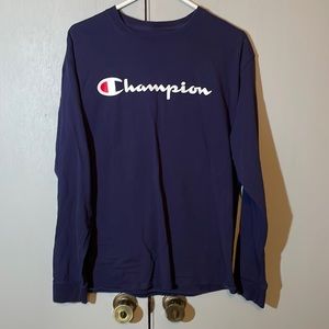 Champion Navy Blue Long Sleeve Tee Sz Large
